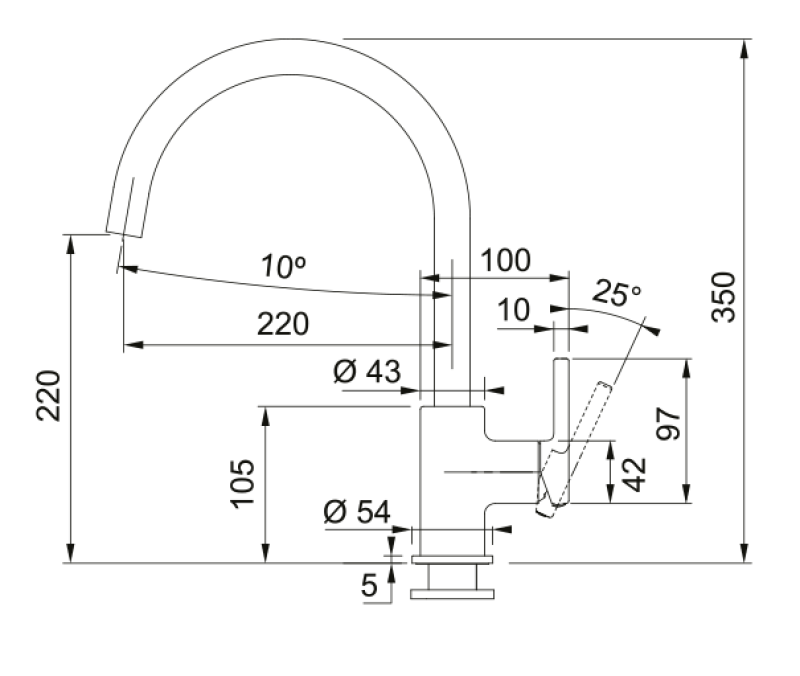 Franke Lina XL кухненски смесител Onyx с въртящ се чучур 115.0626.020