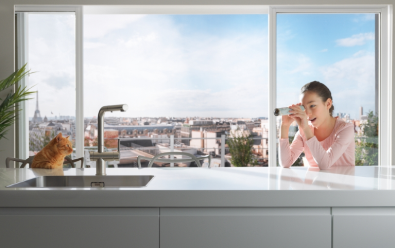 Franke Active Twist Едноръкохватков Смесител Външна Обработка от Неръждаема Стомана с Изтеглящ Се Улей и Интегрирано Управление на Отпадъци 115.0653.505