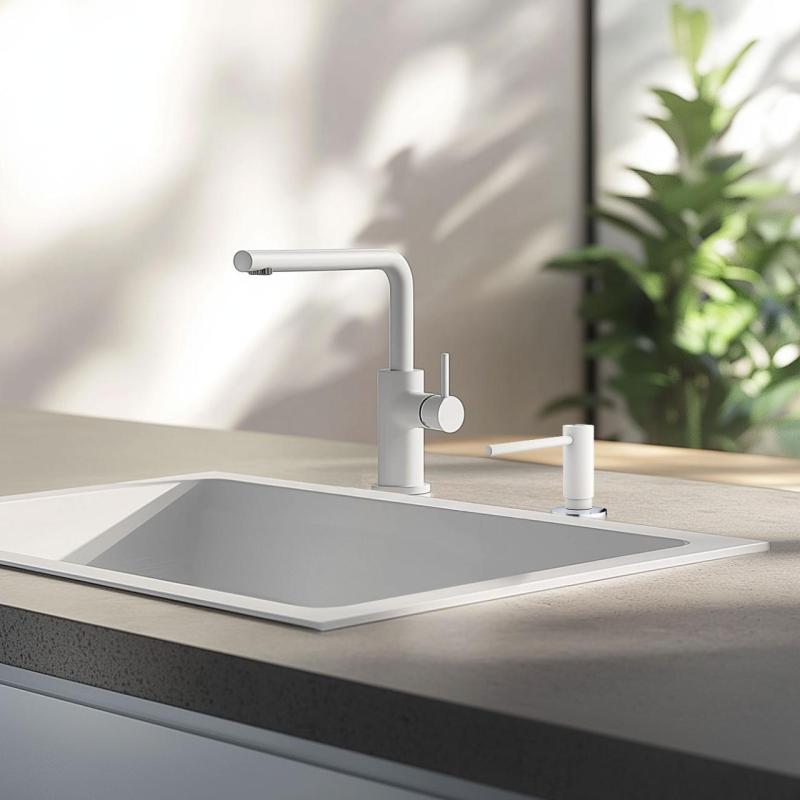 Франке Active кухненски вграден дозатор за сапун гранит Polar White Бял 112.0633.079