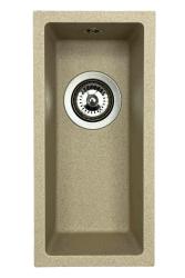 GraniteMy Universal гранитна бежова пясъчна малка мивка 17x40 см за вграждане, под вграждане и равна инсталация с неръждаема стоманена тапа 1208968002