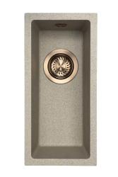 GraniteMy Universal гранитна бежова малка мивка 17x40 cm за монтаж върху плот и вграждане с месингов запушалка 1208968004