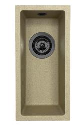GraniteMy Universal гранитна мивка в бежов цвят, с размери 17x40 см, подходяща за монтаж върху плот, под плот и на едно ниво с плота, с метална тапа в цвят "gun metal" 1208968006.