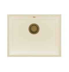 GraniteMy Universal гранитна бежова пясъчна мивка 55x40 см за надстройка, подстройка и равностройка със златна тапа 1208968013