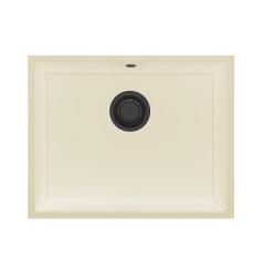 GraniteMy Universal гранитна мивка в бежов цвят 55x40 cm за монтаж върху плот, под плот и вградена с метален запушалка 1208968016