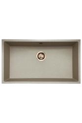 GraniteMy Universal гранитен мивка в бежово-пясъчен цвят 74x40 cm за монтаж върху плот, под плот и вградена с медна запушалка 1208968019