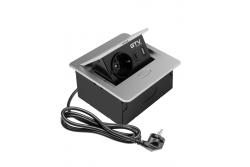 AVARO вградена мебелна контактна връзка, 1x Schuko контакт, USB A+C, 1.5m кабел, сребрист