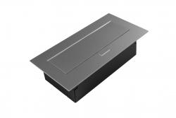 Мебелен контакт 2x контакт със заземяване, USB A+C, захранващ кабел с щепсел, алуминий