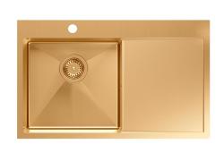 Аквадизайн Клара Мивка Мед 78x48см Надстройка или Равнинна Инсталация с Отцедник, Отвор за Смесител и Медна Запушалка - 1208969500