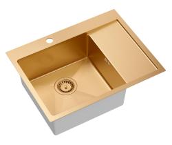 Аквадизайн Клара Мивка Мед 62x48см Надплот или Вграждане с Отцедник, Плот за Смесител и Медна Запушалка - 1208969503