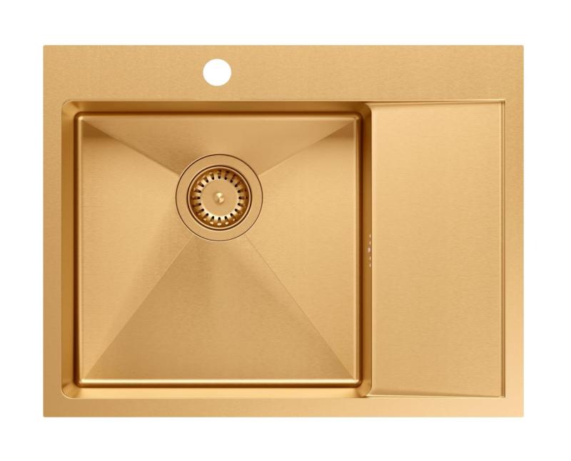 Аквадизайн Клара Мивка Мед 62x48см Надплот или Вграждане с Отцедник, Плот за Смесител и Медна Запушалка - 1208969503