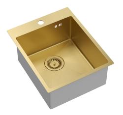 Аквадизайн Клара Мивка Златна 40x50см Надстройка или Вградена с Отвор за Кран и Златна Запушалка - 1208969506