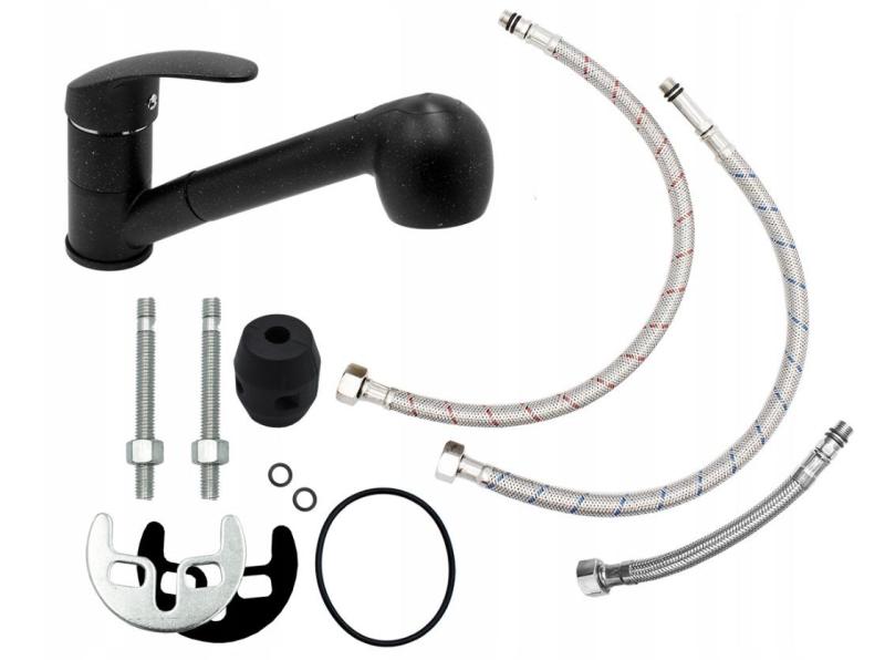 Granitland Rhea кухненски смесител с вид на арденски варовик с изтеглящ се чучур и ръчен душ с двойна функция 1208969536.