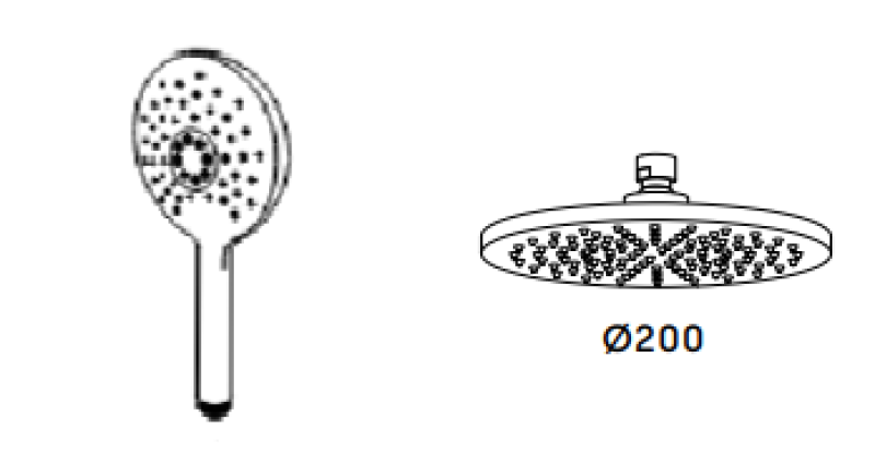 Ватереволюция Flow термостатичен трипътен душов смесител с главен душ и кръгла ръчна душ глава Месинг T131TNRLE