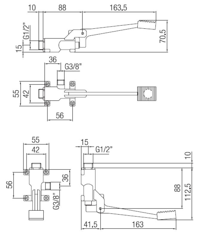 PB Pedal Line Педал за крака хром за монтаж на под или стена 1208969729