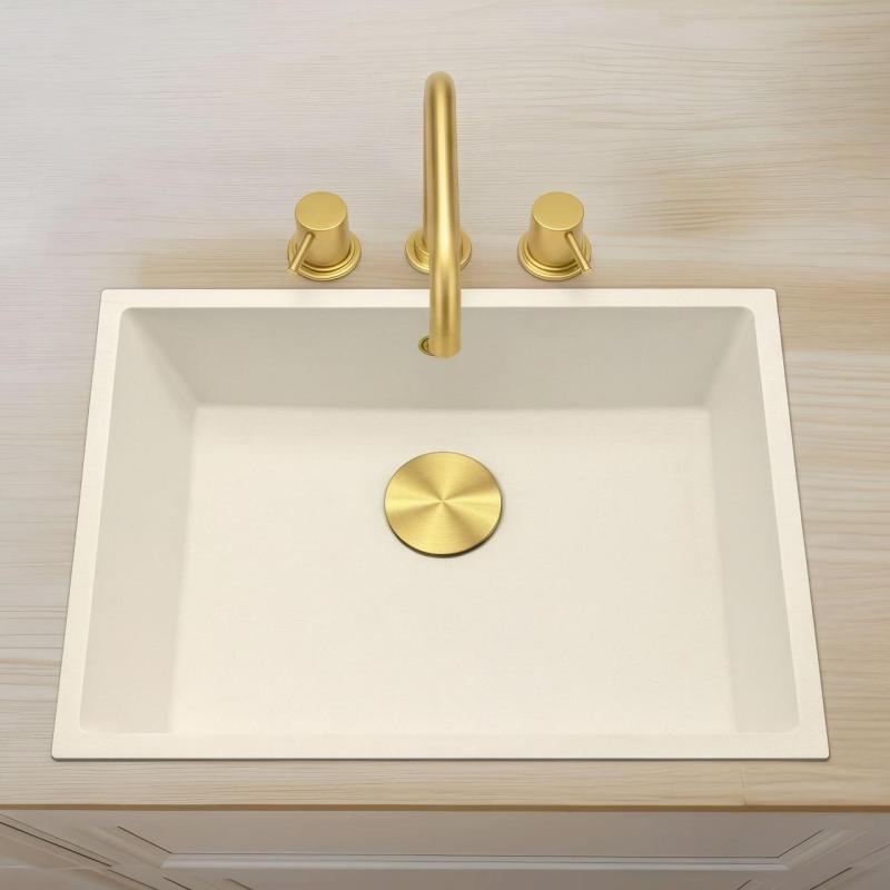 Waterevolution Flow 3-дупков кухненски смесител с въртящ се чучур и връзка за филтрирана вода, светло злато T152HWGE