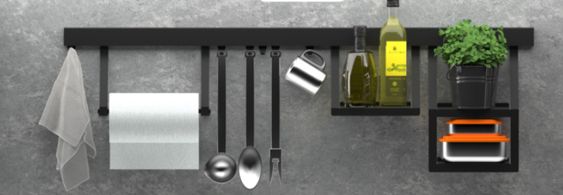 Епка Луксион Троен Кукич за Кухненски Релси Метал Черен 1208969963