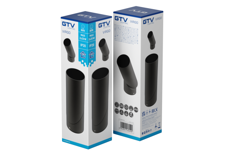 Таванна лампа VIRGO, макс. 250V, 50/60Hz, 57x152mm, IP20, макс. 20W, Кръгла, Черна