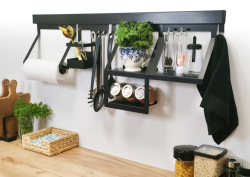 Епка Луксион Сет Кухненски релси 100 см с Аксесоари Метал със Скрито закрепване Черно 1208969984