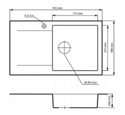 Graniteland Liri Гранитни Бели мивки със секция за отцеждане 765x448 mm 1208969990