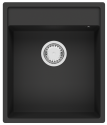 GranitMy Bremen Гранитна мивка 44x52 cm Черна – Надплот, Подплот и Равноплот с място за смесител и неръждаема запушалка 1208969991