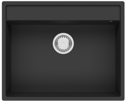 GraniteMy Bremen Гранитна Мивка 64x52 см Черна – За Монтаж отгоре, Под Монтаж и Равен Монтаж с Отделение за Смесител и Неръждаема Стоманена Запушалка 1208969992