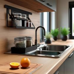 Комплект кухненски релси Epka Luxion 60 см с аксесоари от метал с невидимо закрепване Черен 1208969993.