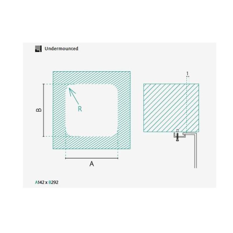Банка IB1530 Неръждаема стомана Мивка 146 x 296 мм Подплотов монтаж 1208970041