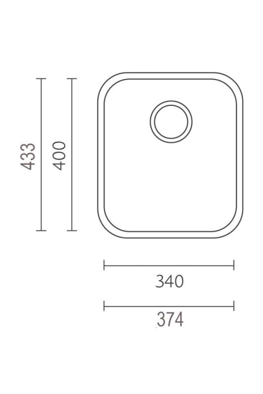 Банка IB3440 RVS мивка 34 х 40 см Монтаж и Плосък монтаж 1208970047