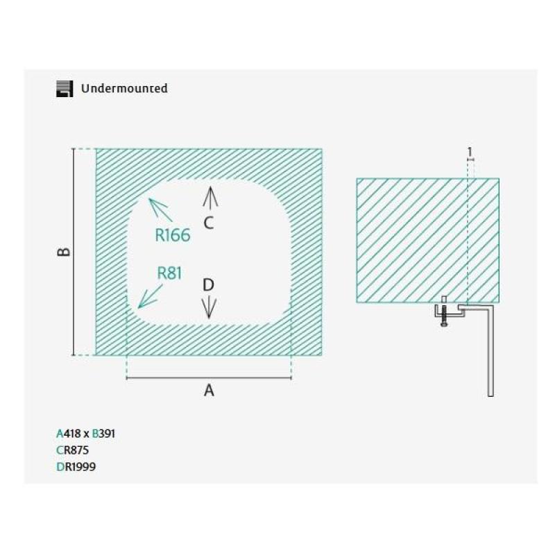 Banka Denver Неръждаема мивка 41 x 41 cm Подмодна 1208970049