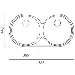Банка Андалусия Неръждаема Стомана Двойна Мивка 835 x 440 см Подграждане 1208970051