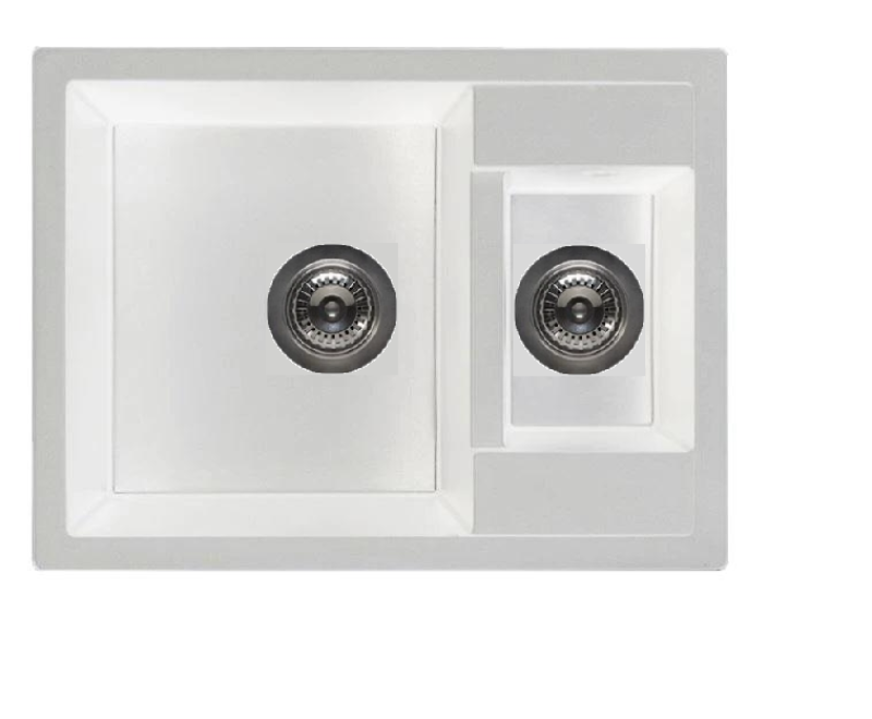 GranitMy Smart extra ondiepe 1,5 granieten opbouw witte spoelbak 58x44cm с бяла тапа и покритие 1208970052