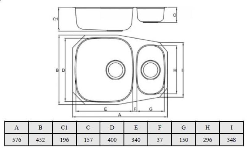 Banka Alaska НЕРЕСТИЛНА 1.5 Мивка за вграждане 524 x 400 mm 1208970064