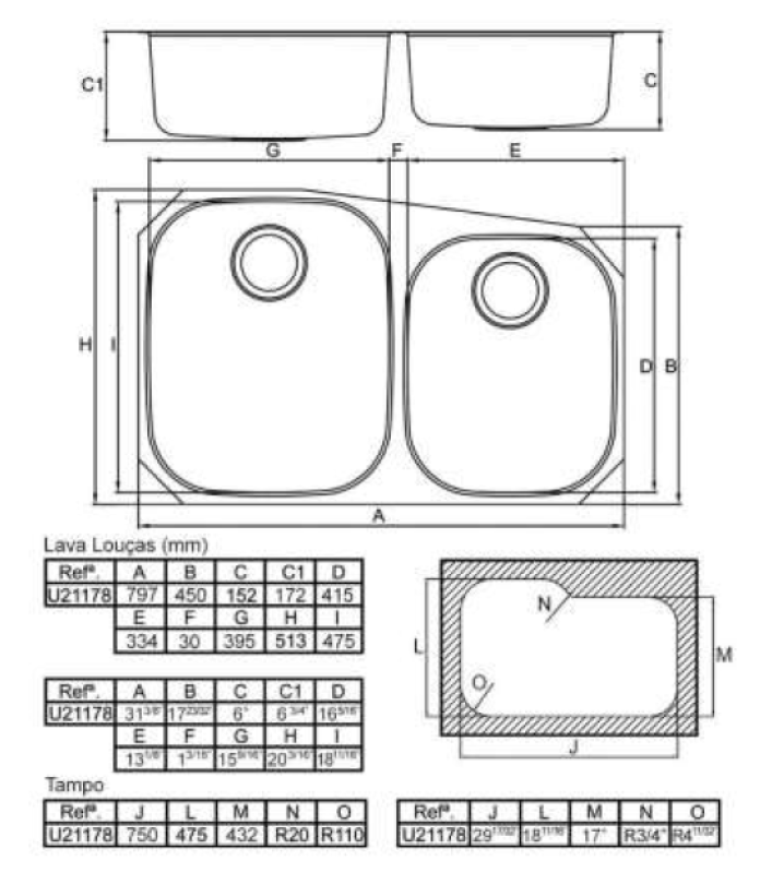 Banka Princess неръждаема стомана двойна мивка за вграждане 750x475 мм 1208970067
