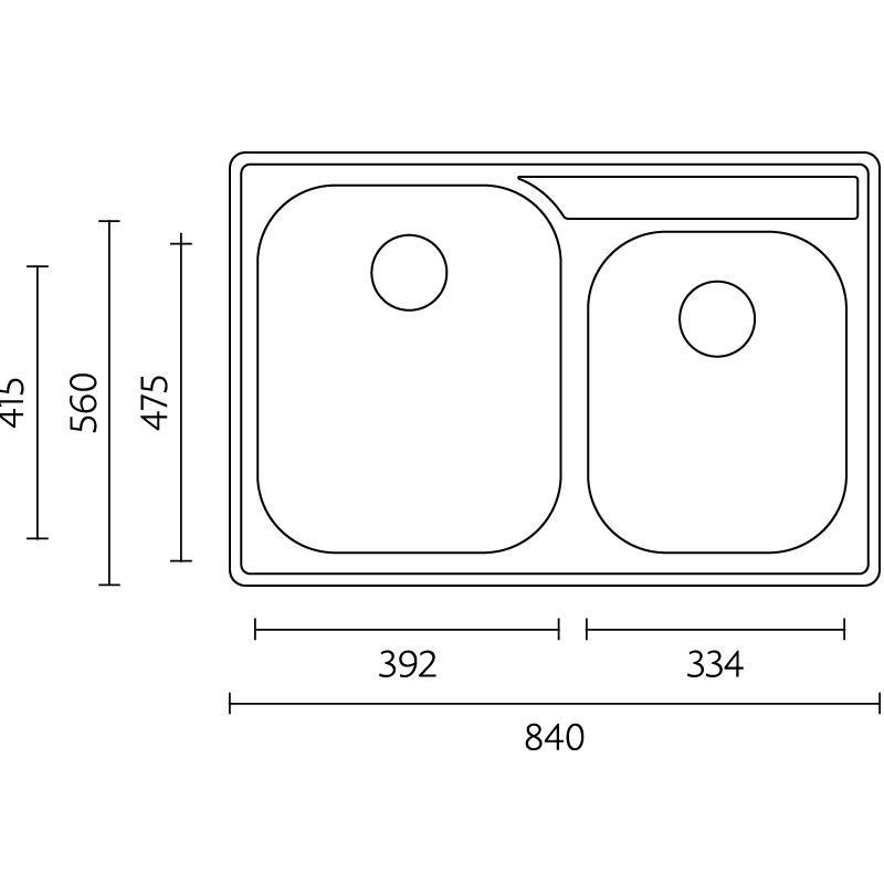 Banka Princess неръждаема стомана двойна мивка за вграждане 750x475 мм 1208970067