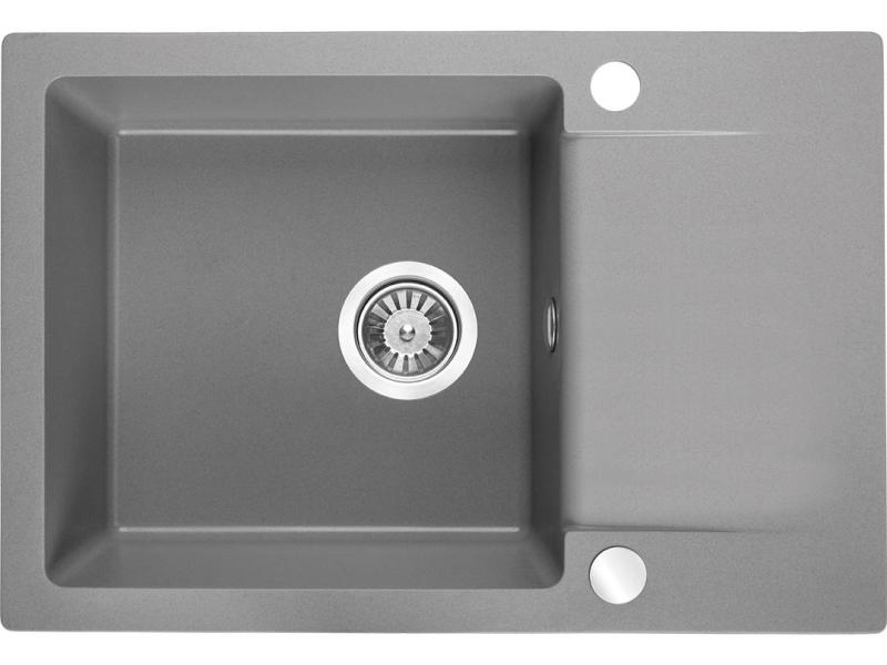 Аквадизайн Кенсли Комплект - Гранитна Надстройка за Мивка Сива с малка Отцедник и Кухненски Смесител, 65 x 44 см 1208970086