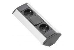 MINI ъглова удължителна кутия с прекъсвач и 2 заземени контакта 230V 16A