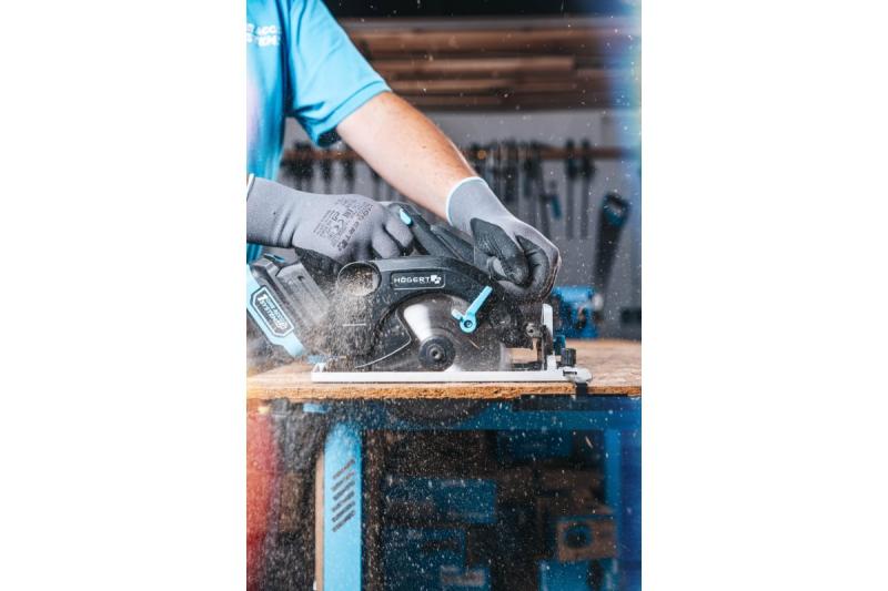 HÖGERT акумулаторен циркуляр, 18V, без батерия, с възможност за свързване към прахосмукачка