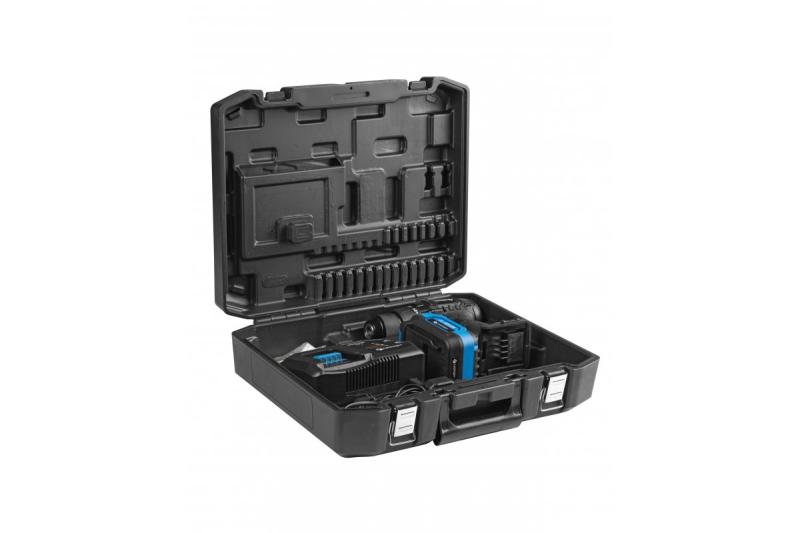 HÖGERT акумулаторна бормашина 18V, комплект с батерия, зарядно устройство, държач за битове, магазин за свредла.