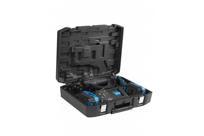 HÖGERT Диск шлайфмашина без кабел с лостов превключвател, 125MM, 18V, комплект с батерия, зарядно устройство, аксесоари.