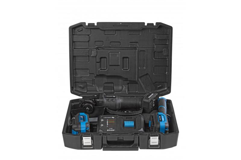 HÖGERT Диск шлайфмашина без кабел с лостов превключвател, 125MM, 18V, комплект с батерия, зарядно устройство, аксесоари.