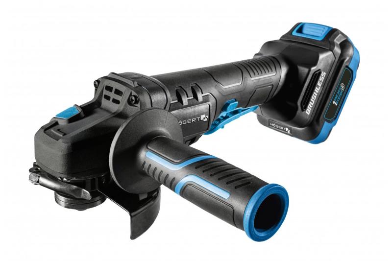 HÖGERT Двуканална ъглошлайф машина с paddle-превключвател, 125MM, 18V - Комплект (батерия, зарядно устройство, аксесоари)