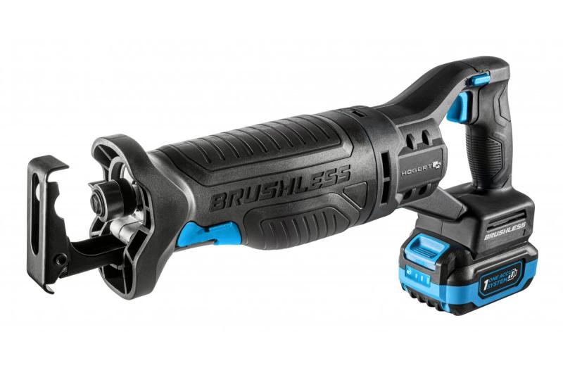 HÖGERT акумулаторен комплект за саблевиден трион, 18V, безчетков, батерия, зарядно устройство, аксесоари