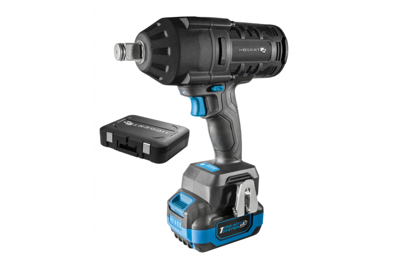 HÖGERT акумулаторен ударен гайковерт комплект, безчетков, 1000 Nm, 18V с батерия, зарядно устройство.