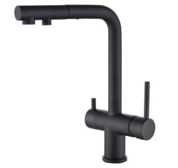 Ausmann Ellington 3-посочен кухненски смесител с издърпващ се чучур и филтрирана вода – Антрацит - 1208970495