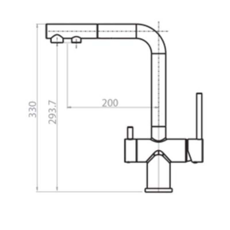 Ausmann Ellington 3-пътен кухненски смесител с изтеглящ се излив и филтрирана вода – Gun metal- 1208970499