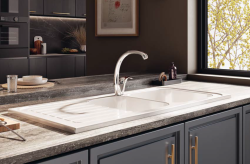 Ausmann Керамична мивка Blush с двойна бяла купа и дренажна част 1125 x 500 мм 1208970514