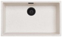 Пясъчно бяло голямо мивко 70x40 см за вграждане, монтаж отгоре и равномерно вграждане с матов черен щепсел 1208970525