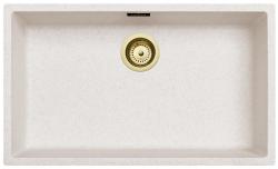 Пясък Бял Голям Мивка 70x40 см Подплот, Надплот и Вграден с Златна Запушалка 1208970527