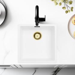 Wитa мивка 40x40 cm за вграждане, надстройка и равнинно вграждане със златен клапан 1208970537