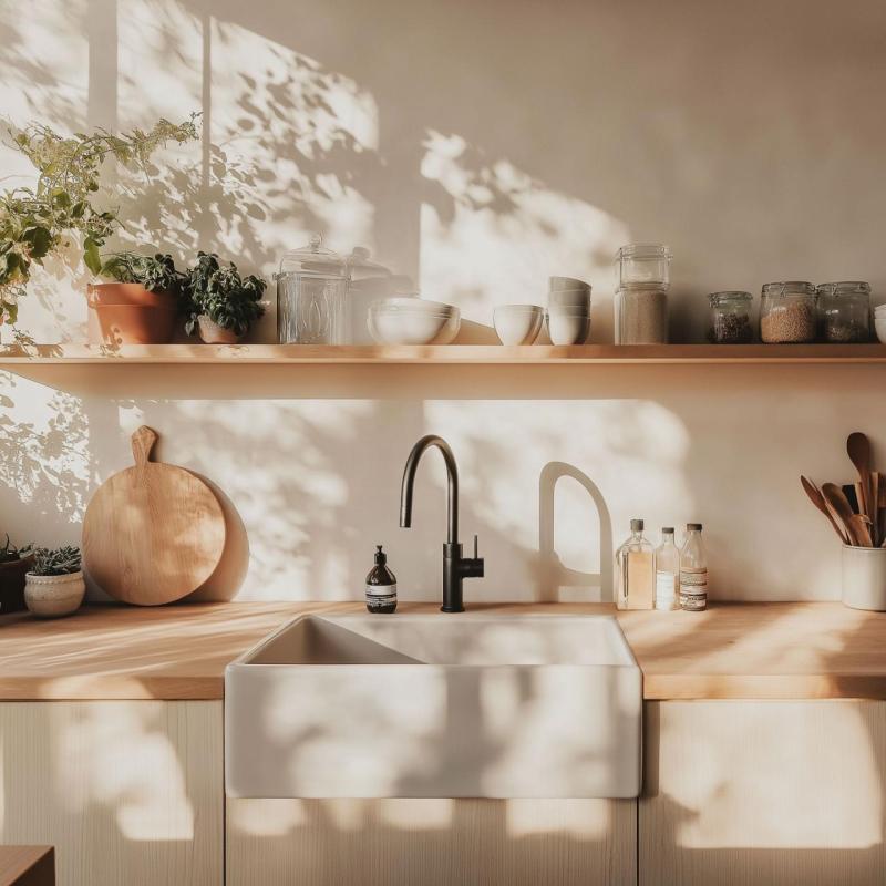 Ausmann Ceramic Panor Shade Керамична бяла мивка Butler - Подмодна и междинна 630 x 597 mm с отвор за кран и запушалка Gun metal 1208970551